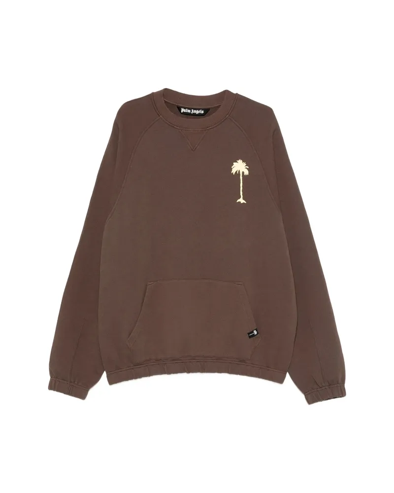 Palm Angels Graphic-print Pouch-pocket Sweater Brown