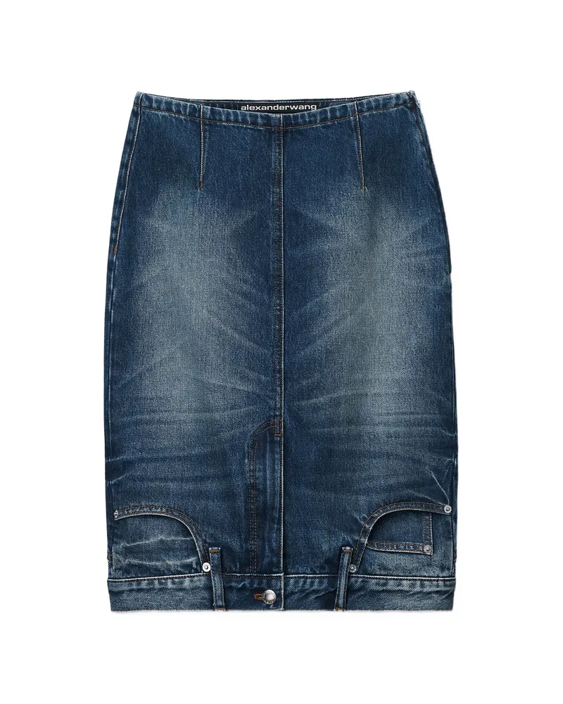 Alexander Wang Upside Down Denim Pencil Skirt Blue
