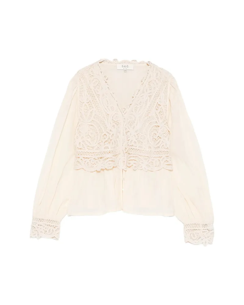 Sea Adelina Battenberg Lace Blouse Neutrals