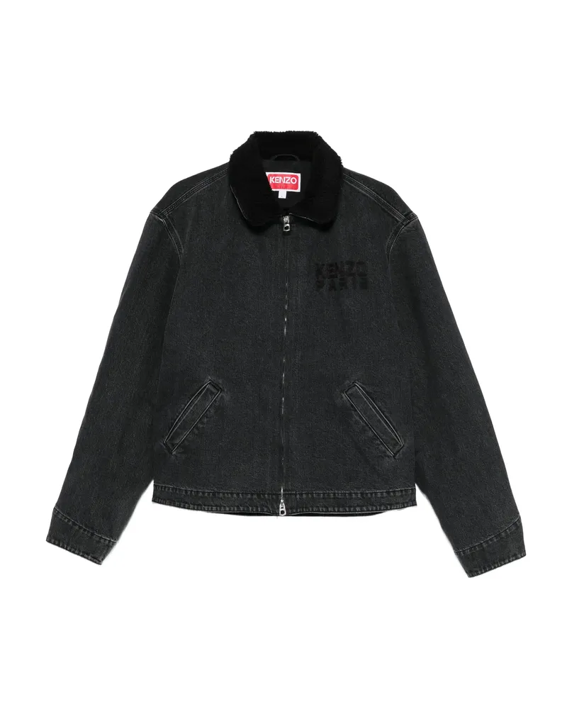 Kenzo Sherpa-collar Denim Jacket Grey