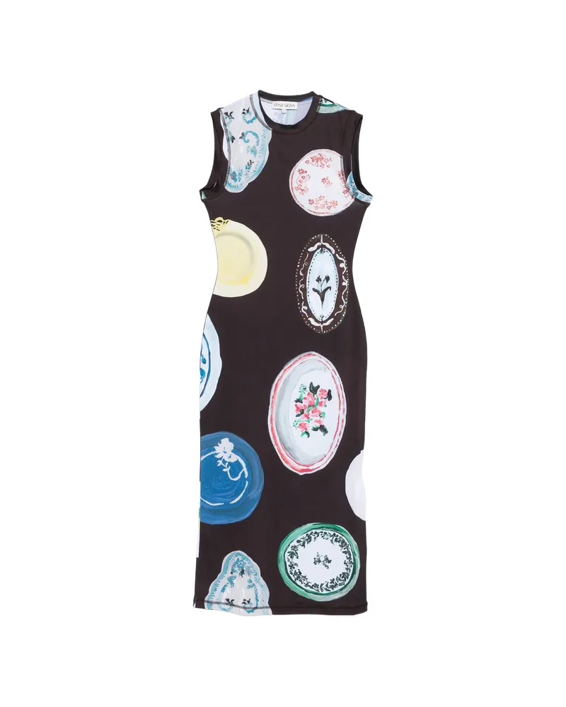 Stine Goya Printed Midi Dress Brown