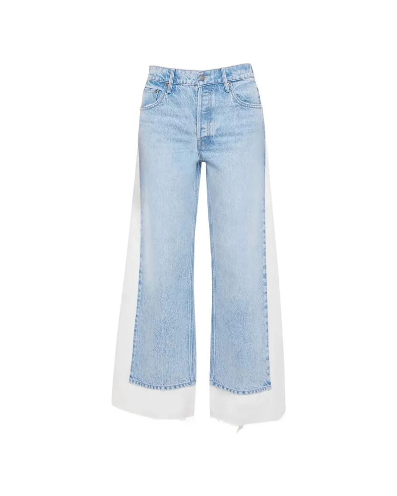 Mother Nacho Double Dip Frayed Panelled Jeans Blue
