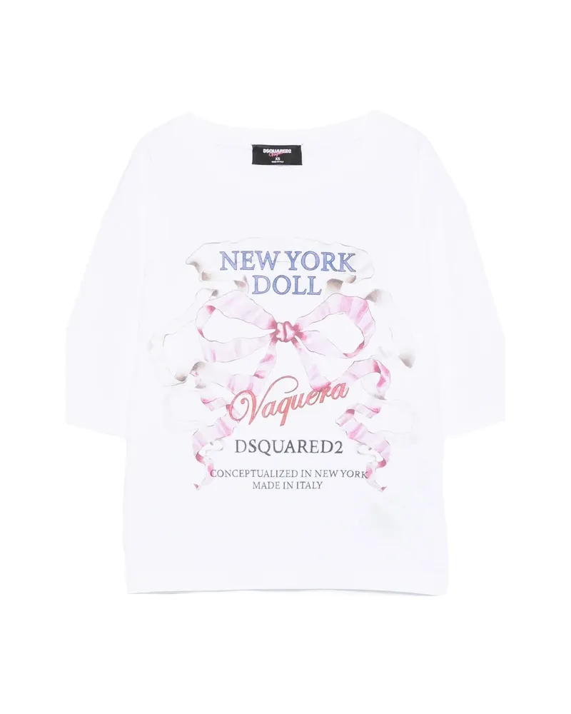 Dsquared2 Crew-neck Front-print Top White