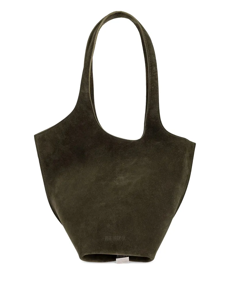 ATTICO Medium La Scoop Suede Top-handle Tote Bag Green