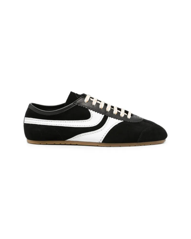 Dries van Noten Suede-panelled Leather Sneakers Black