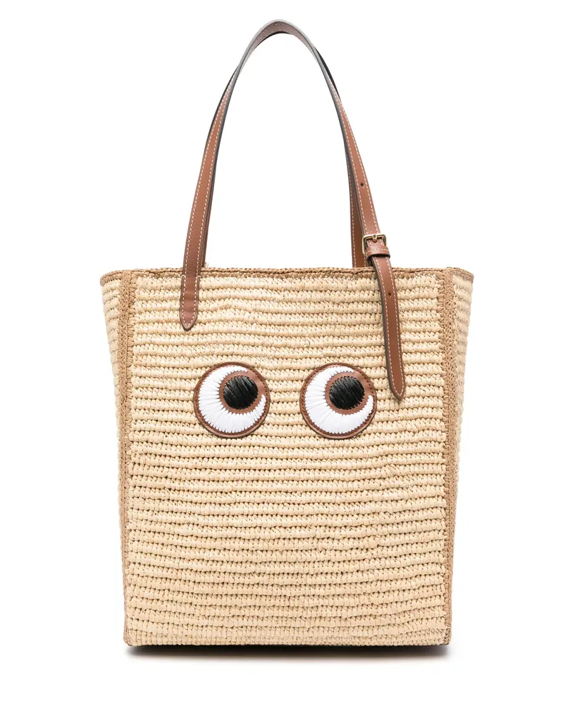 Anya Hindmarch Eyes Raffia Tote Bag Neutrals