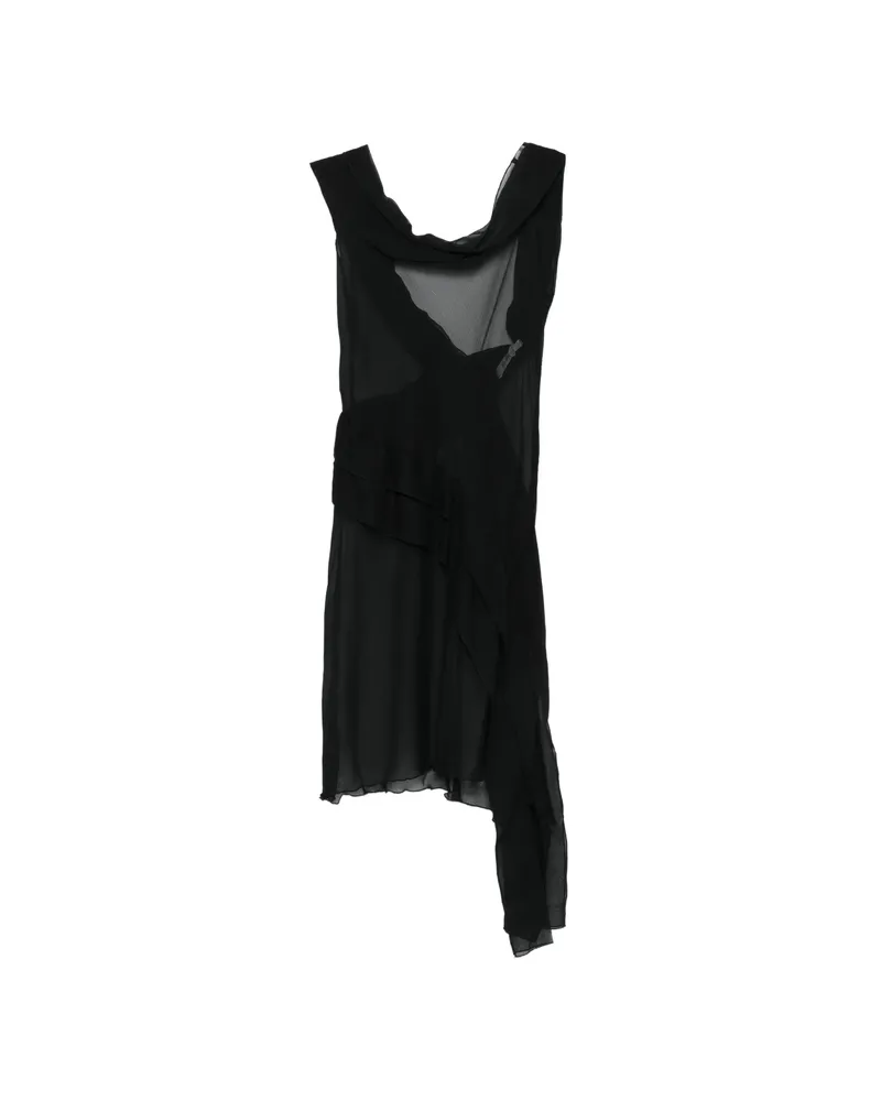 GIMAGUAS Boa Draped Mini Dress Black