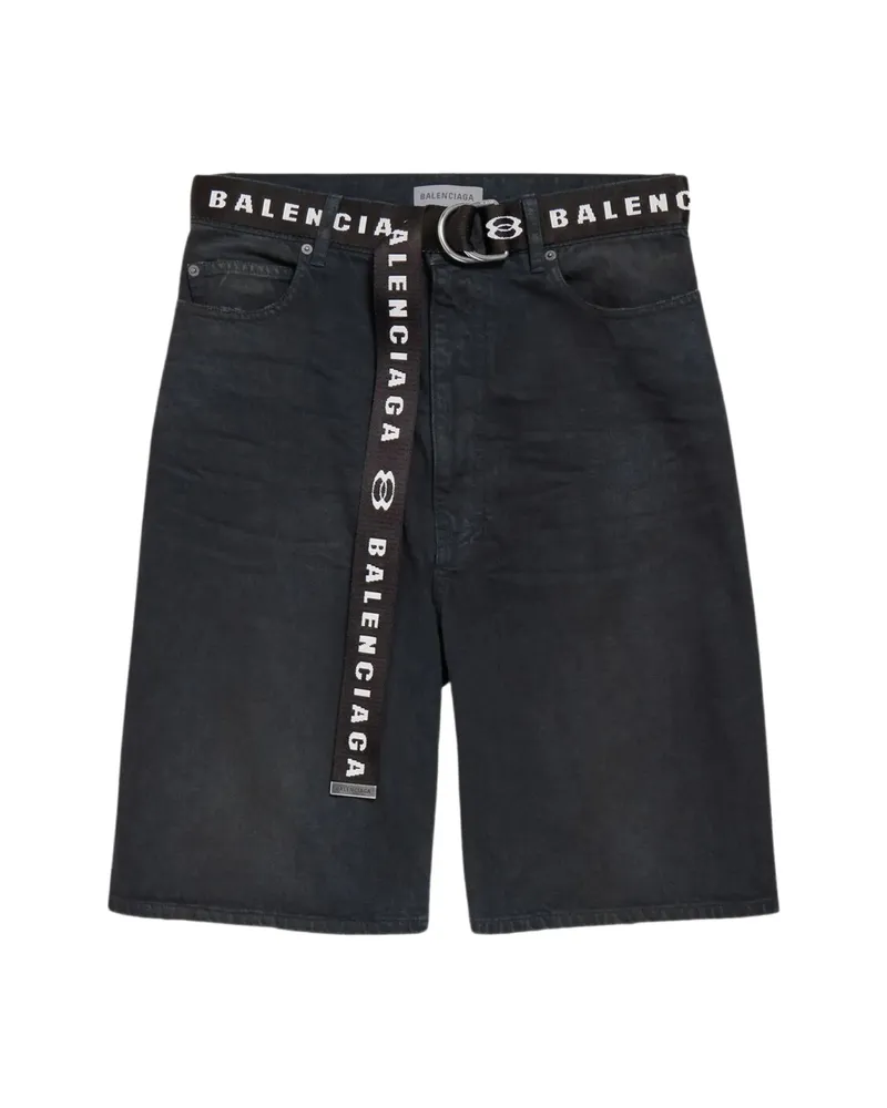 Balenciaga Belted Logo-waistband Shorts Black