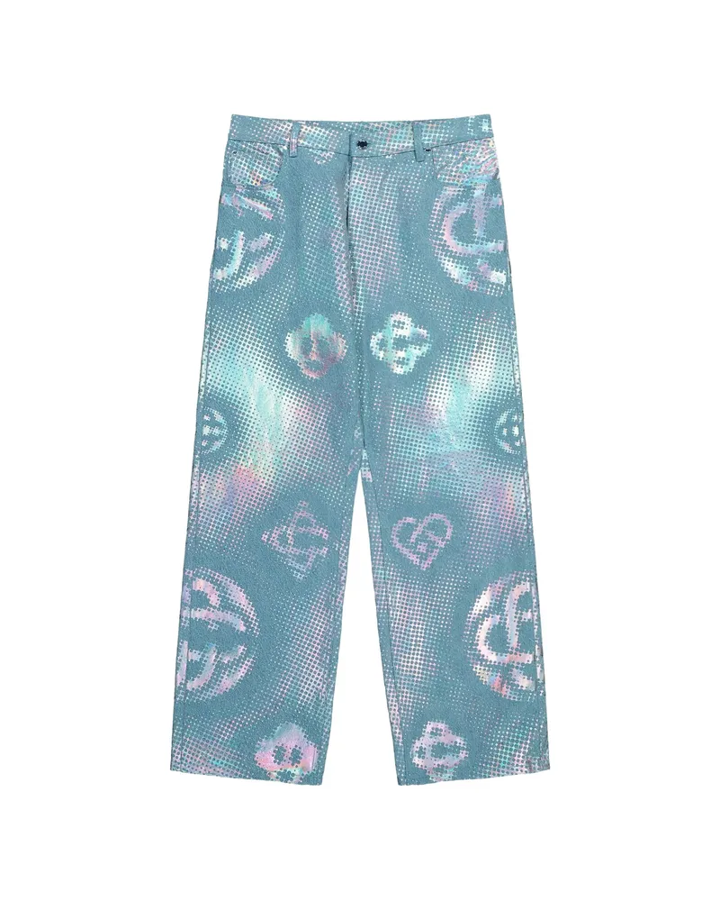 Casablanca Paris Pearlescent Monogram Baggy Jeans Blue