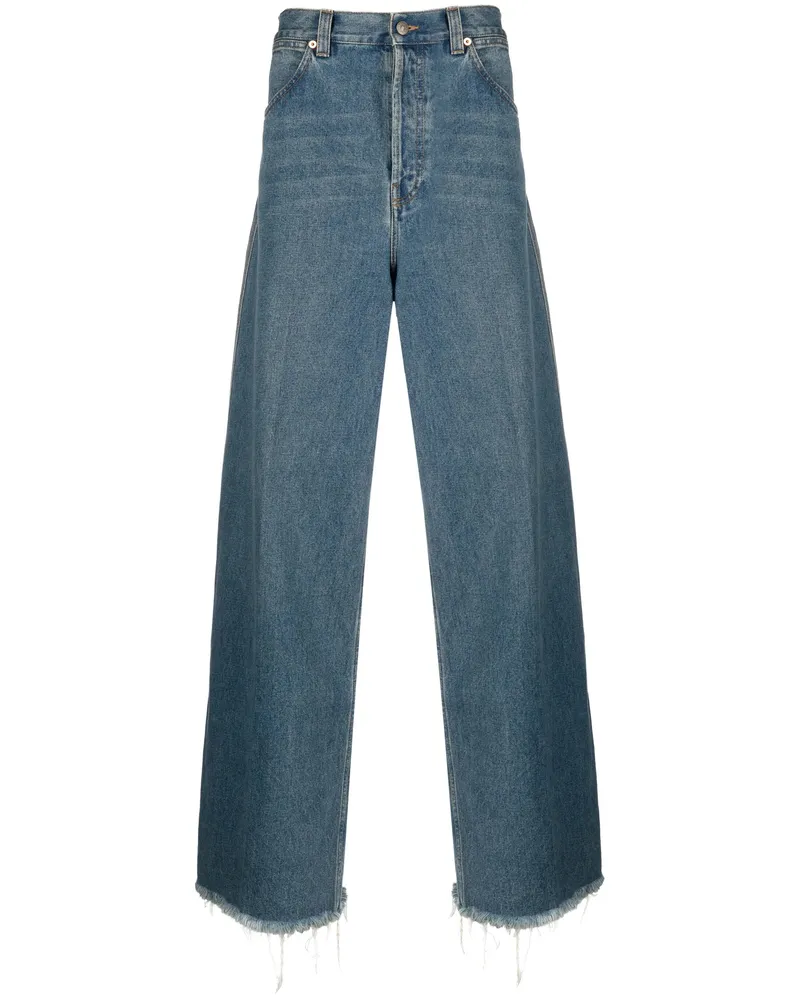 Gucci Wide-leg Raw-cut Jeans Blue