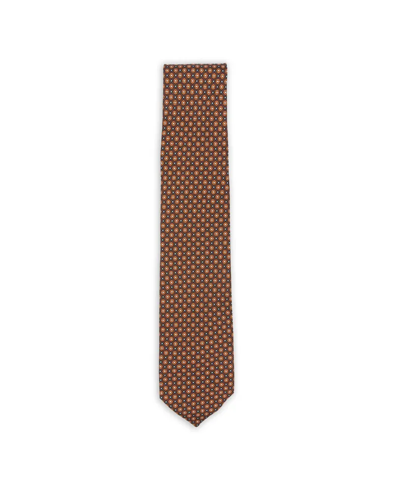BARBA Floral-print Tie Brown