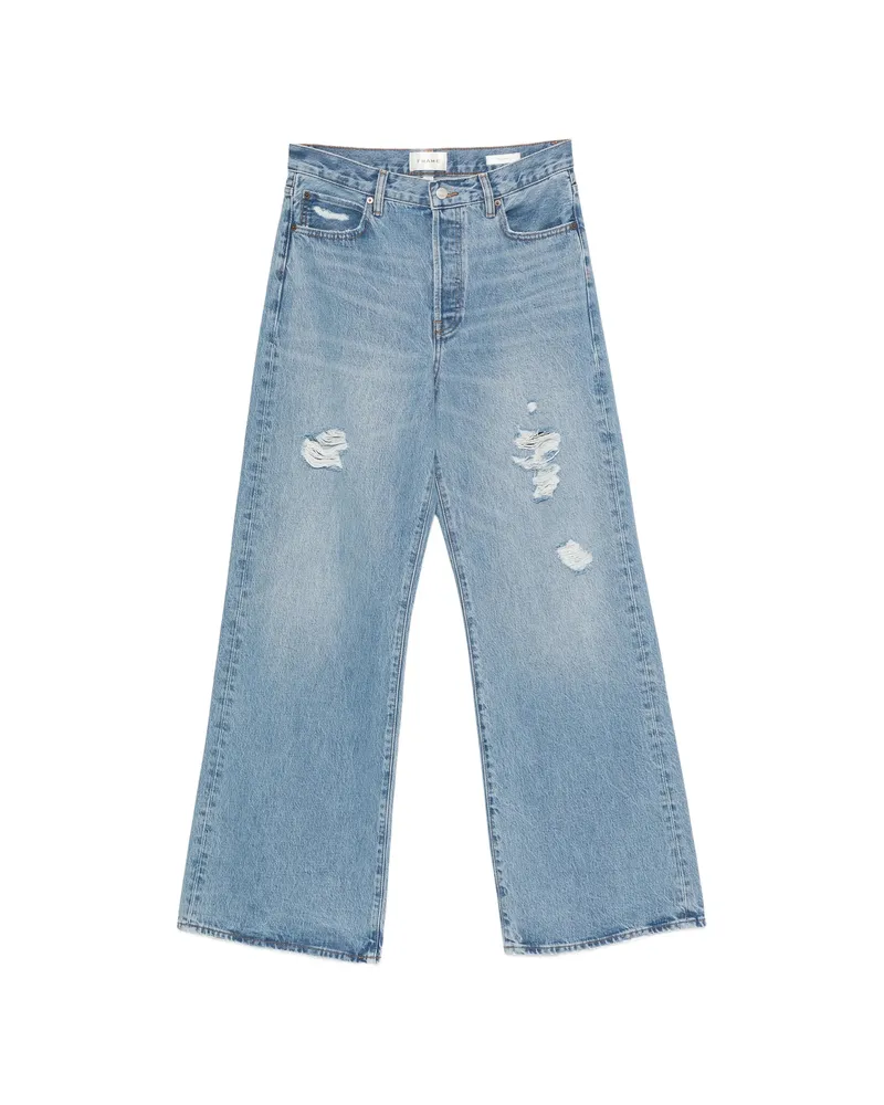Frame Denim The Loose Distressed Wide-leg Jeans Blue