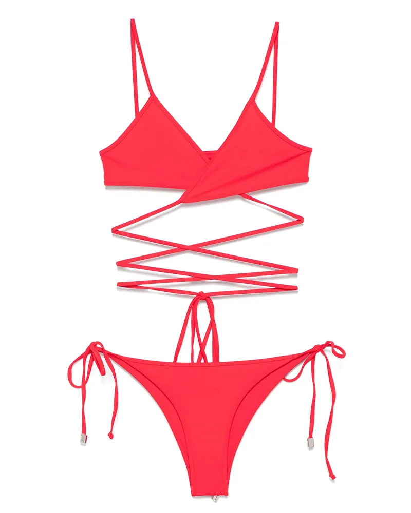ATTICO Criss-cross Straps Bikini Red