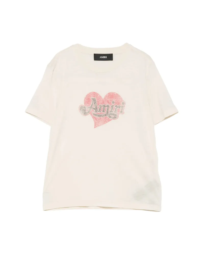 Amiri Heart Logo-print T-shirt Neutrals