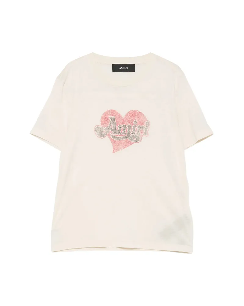 Amiri Heart Logo-print T-shirt Neutrals