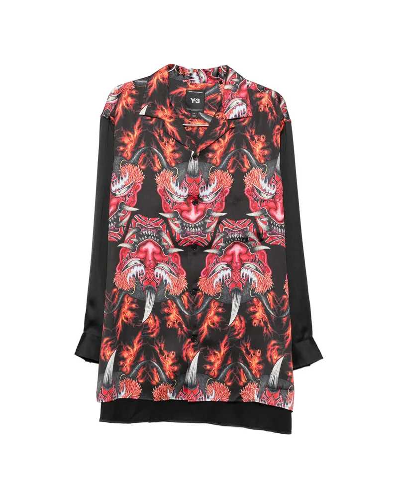 Y-3 Graphic-print Button-down Shirt Black