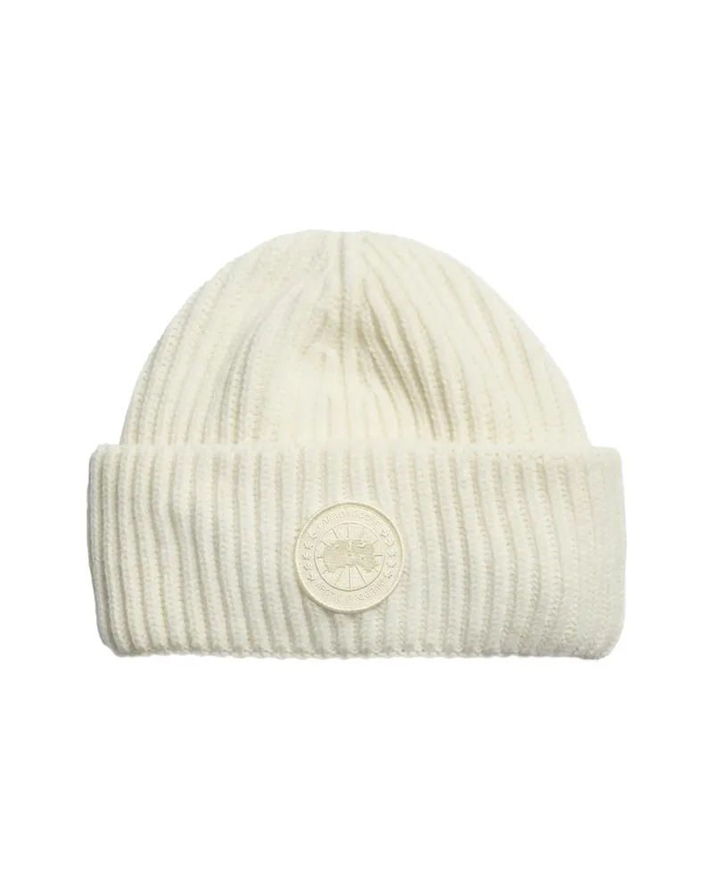 Canada Goose Logo-patch Ribbed-knit Beanie Hat Neutrals