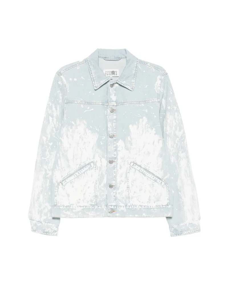 Maison Margiela Paint-splatter Denim Jacket Blue