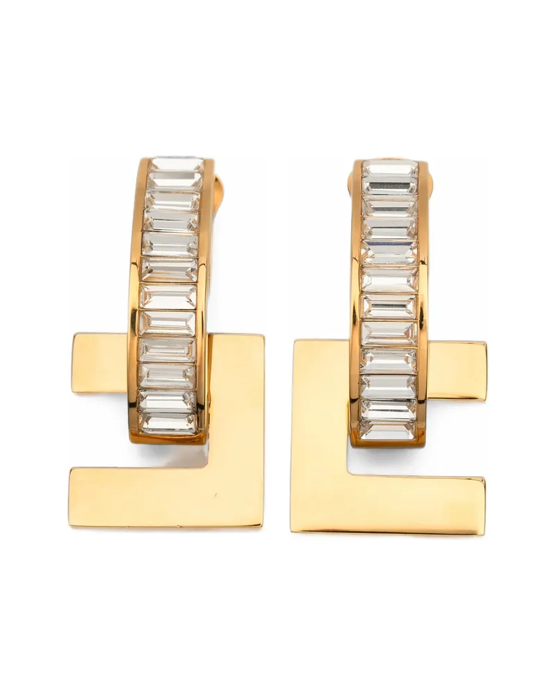 Elisabetta Franchi Crystal-embellished Logo Earrings Gold