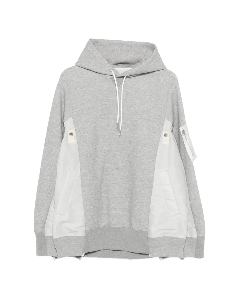 Sacai Zip-detailed Hoodie Grey