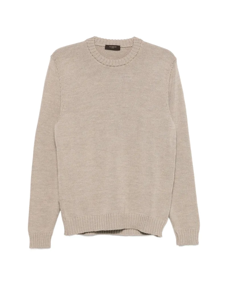 Zanone Ribbed-knit Crew-neck Wool Jumper Neutrals