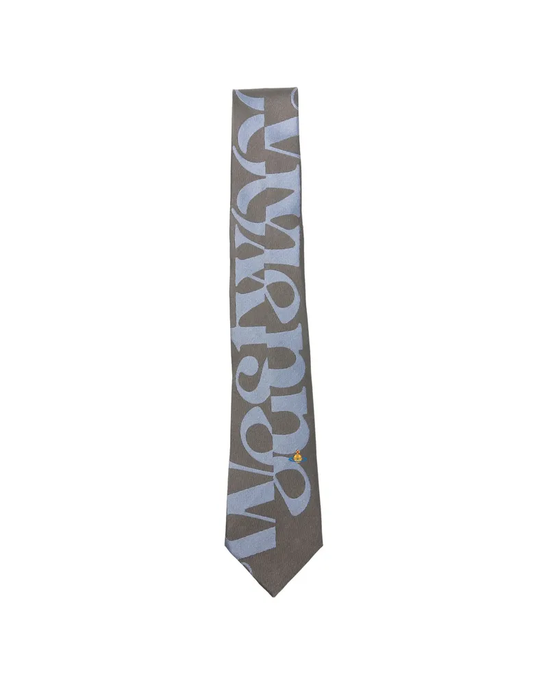 Vivienne Westwood Logo-print Silk Tie Grey