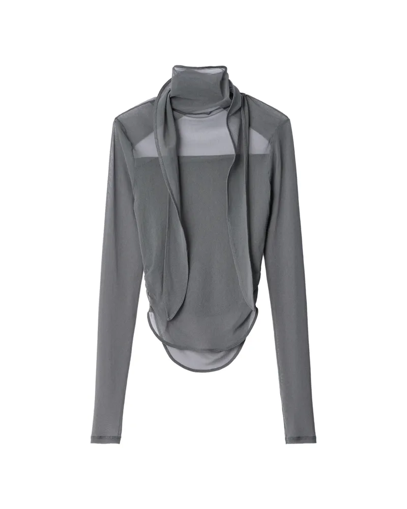 Christophe Lemaire BALLERINA SCARF TOP IN MESH JERSEY Grey