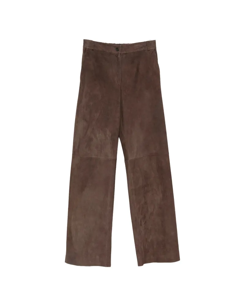 Antonelli Firenze Suede Wide-leg Trousers Brown