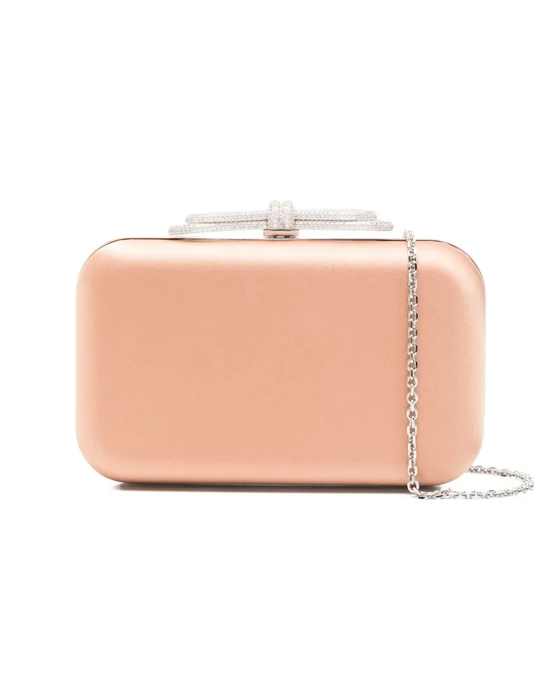 Mach & Mach Crystal-embellished Bow Clutch Neutrals