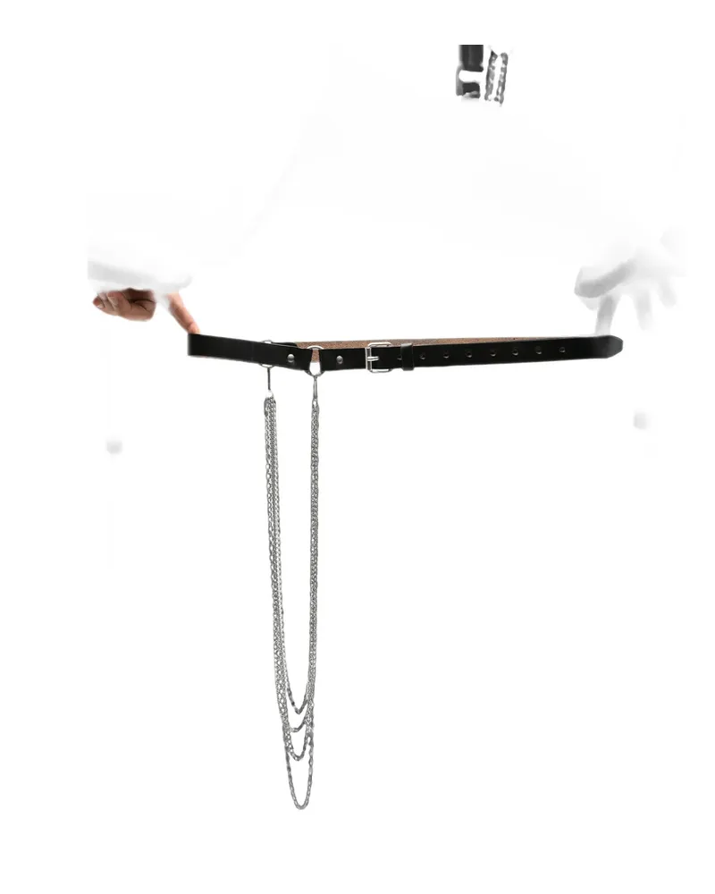 Our Legacy Chain-link Leather Belt Black