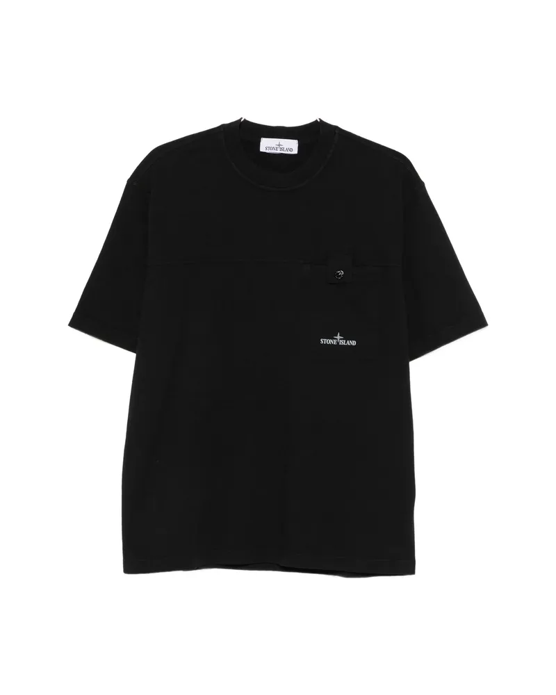 Stone Island Logo-print Chest-pocket T-shirt Black