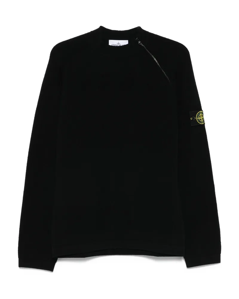 Stone Island Side-zip Logo-patch Jumper Black