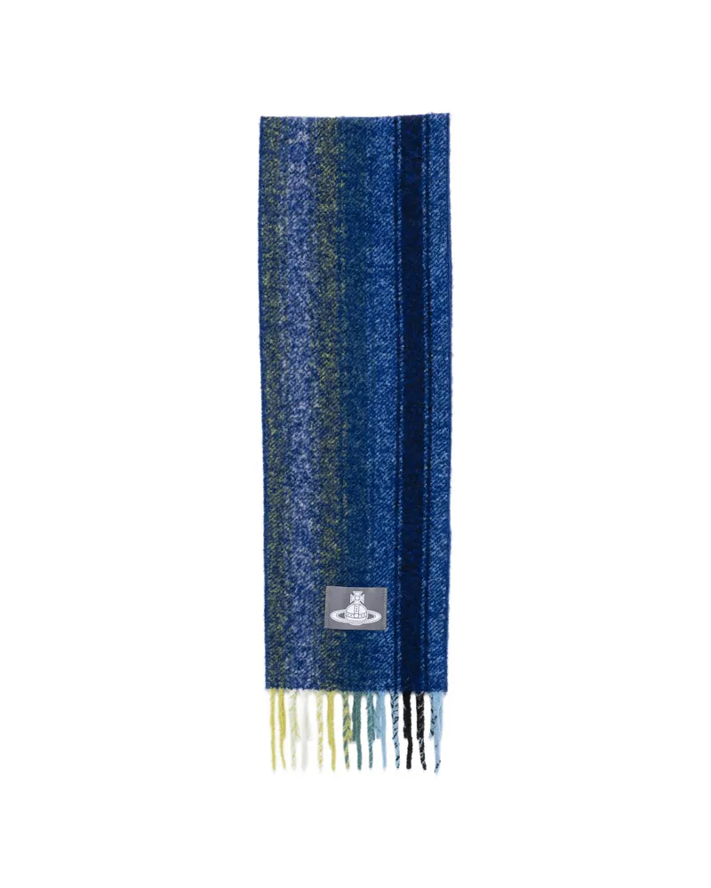 Vivienne Westwood Orb-patch Fringed Scarf Blue