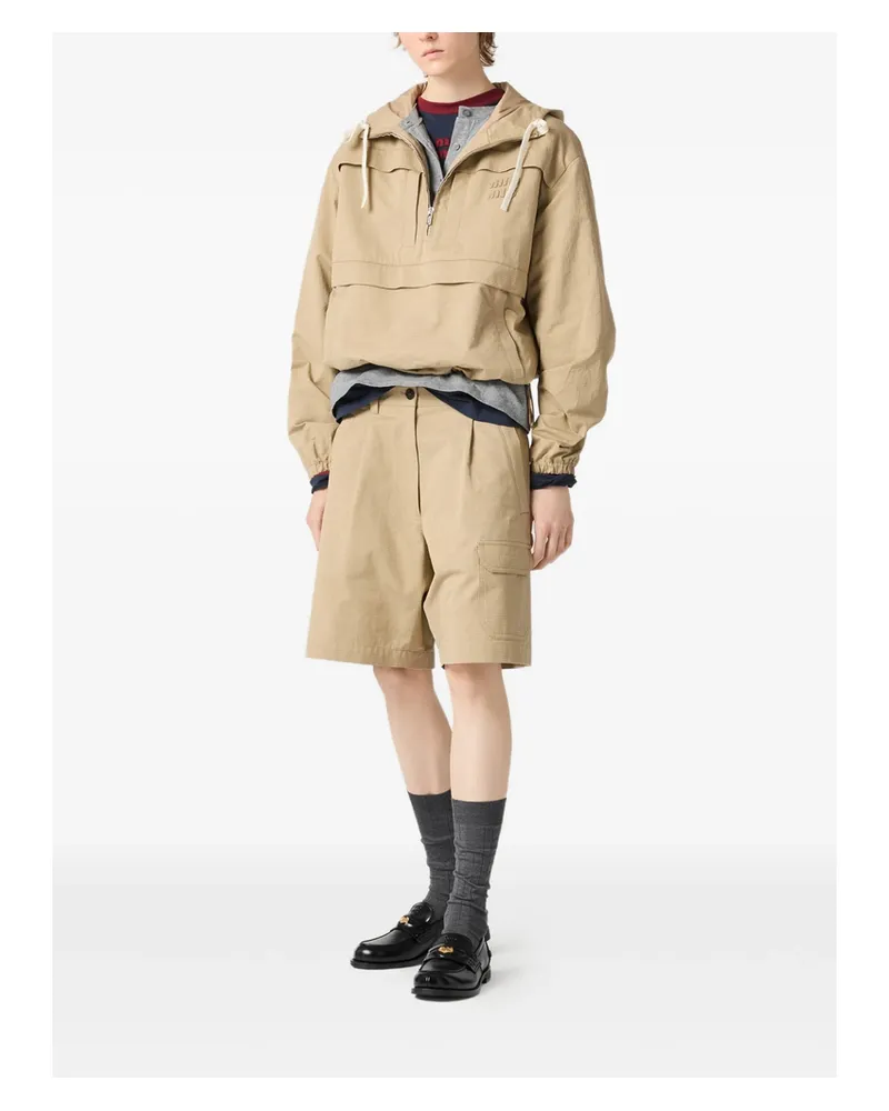 Miu Miu Half-zip Oversized Jacket Neutrals