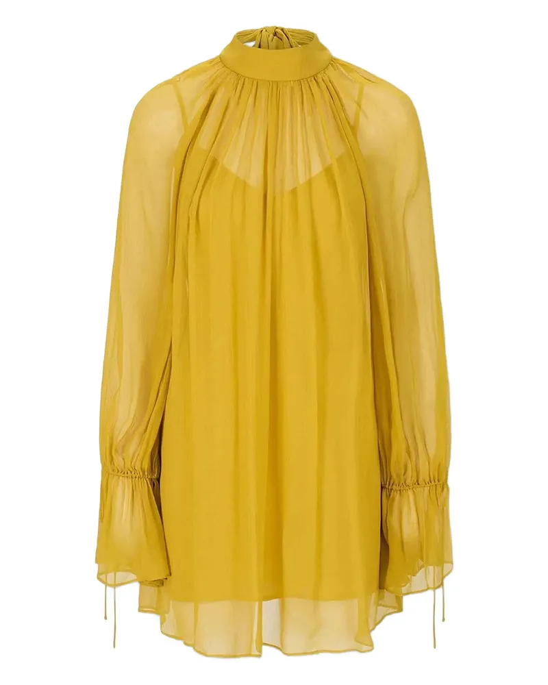 STAUD Roux Rear Tie Fastening Dress Yellow