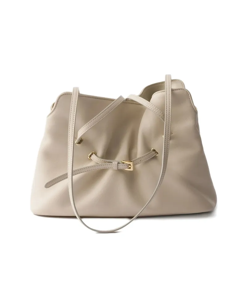 Prada Small Dada Leather Tote Bag Neutrals