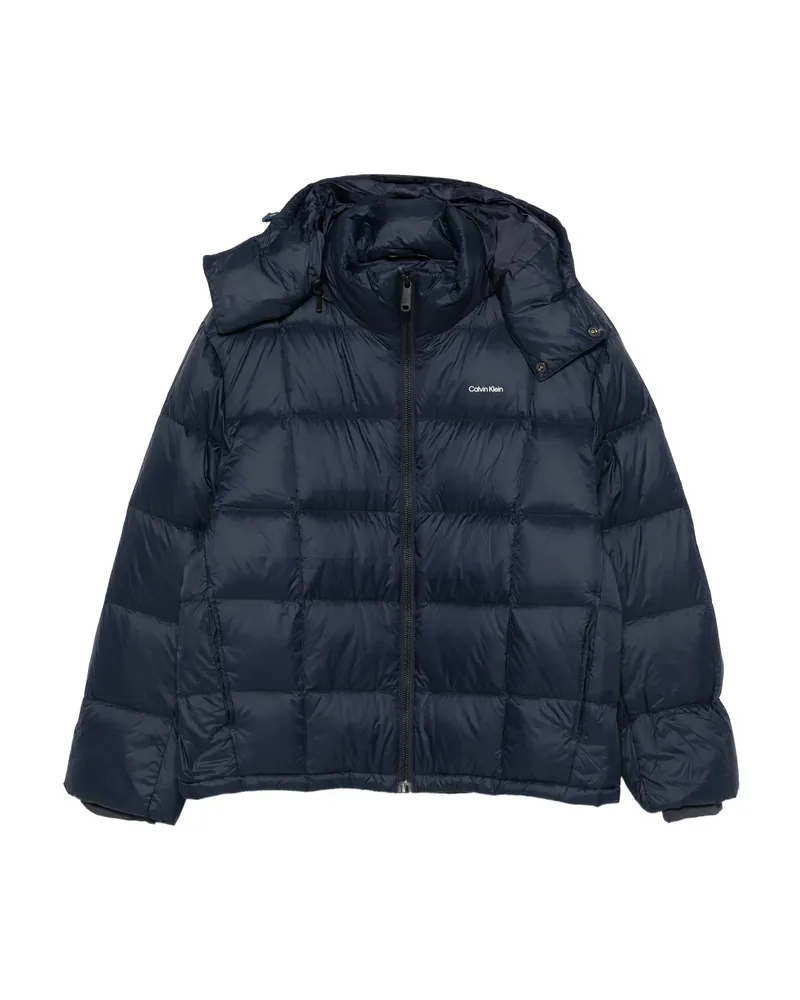Calvin Klein Quilted Hooded Jacket Blue