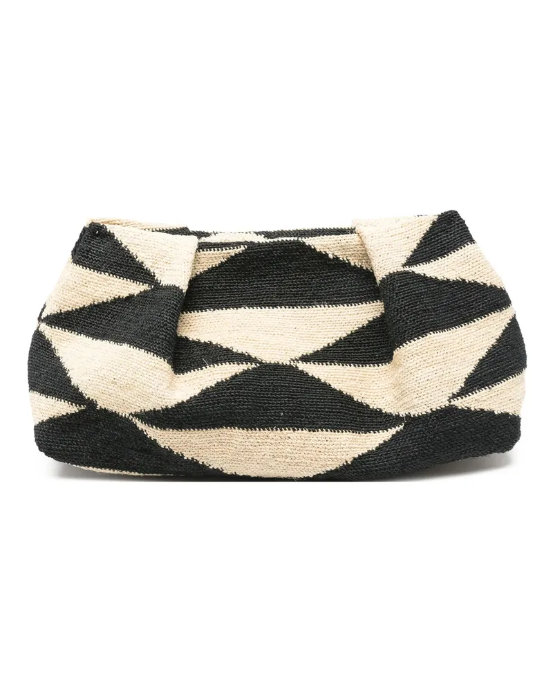 Sensi Studio Small Sisal Geometric Clutch Bag Neutrals