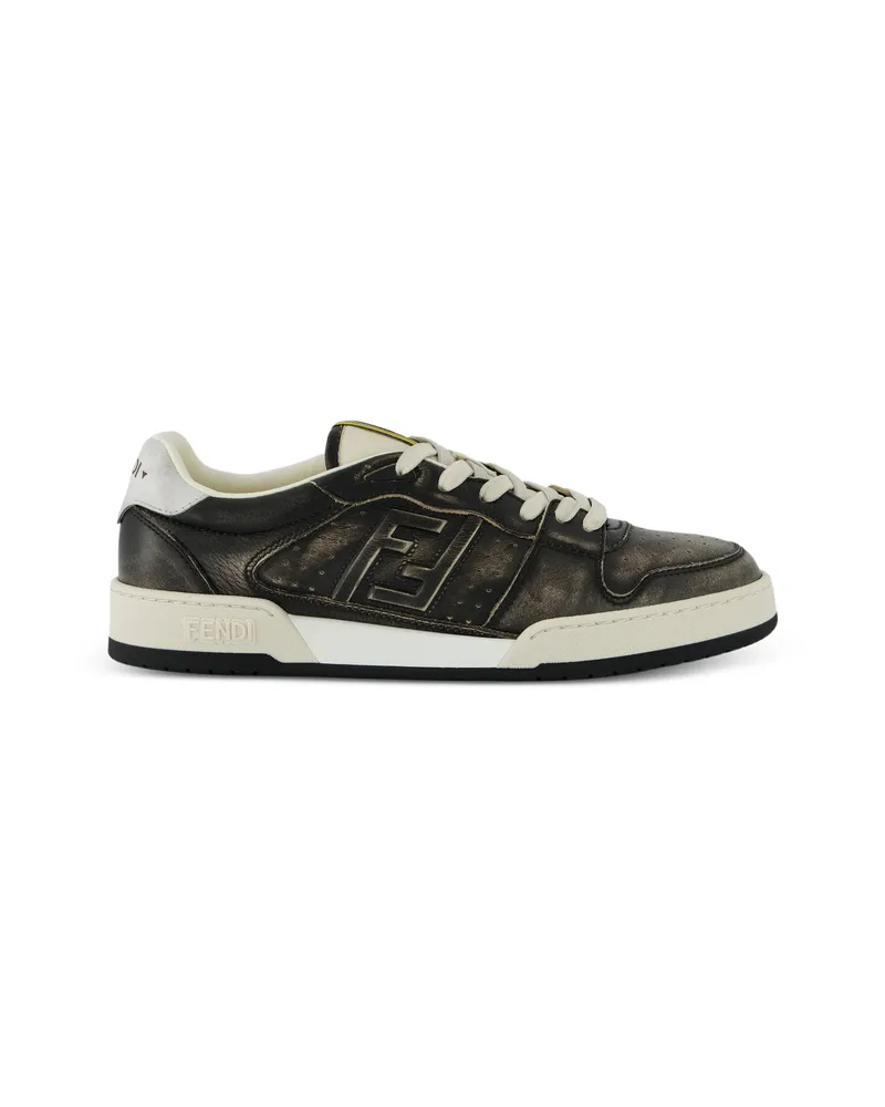 Fendi Distressed-effect FF Logo Sneakers Black