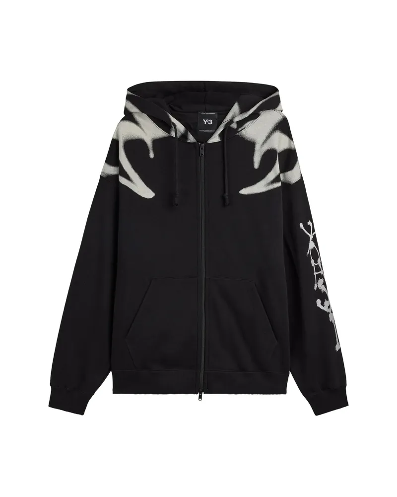 Y-3 Yaksha Graphic Zip Hoodie In Black Black