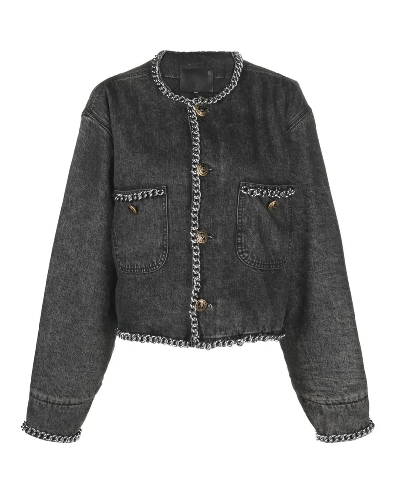 R13 Chain-embellished Denim Jacket Grey