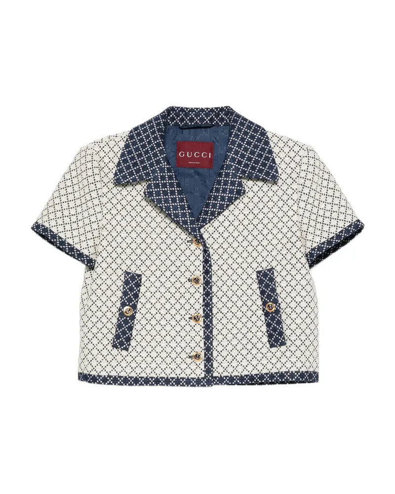 Gucci Short-sleeved Geometric-pattern Jacket Neutrals