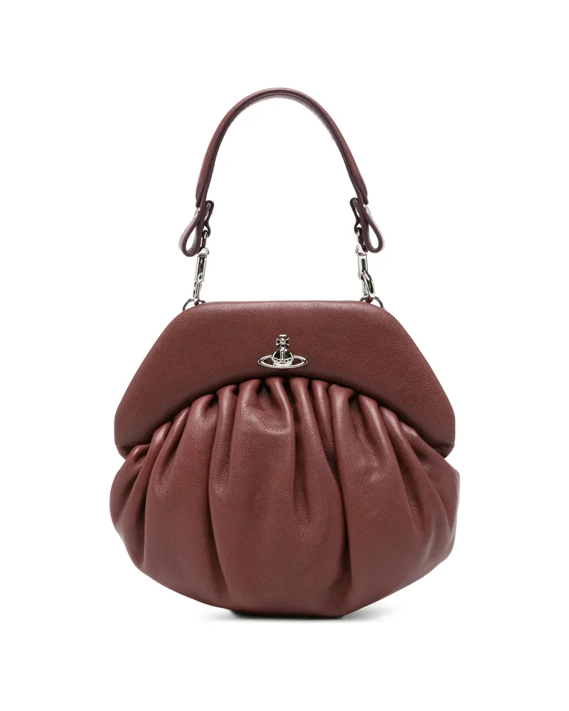 Vivienne Westwood Brooke Leather Clutch Bag Brown