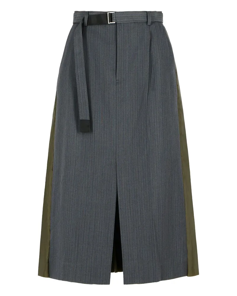 Sacai Pinstripe-pattern Pleated Skirt Grey