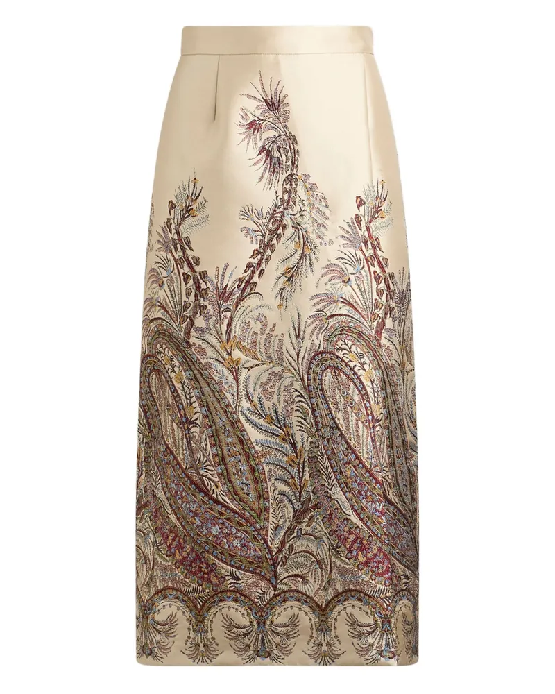 Etro Paisley Jacquard Midi Skirt Neutrals