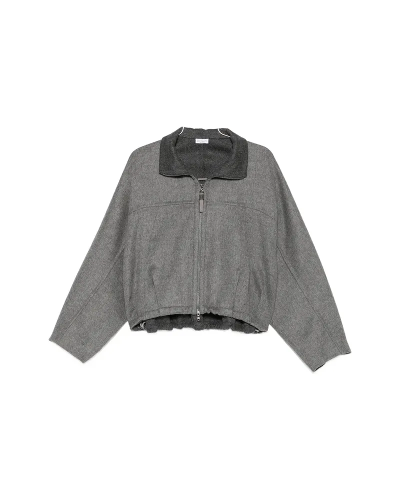 Brunello Cucinelli Monili-embellished Zip-up Jacket Grey