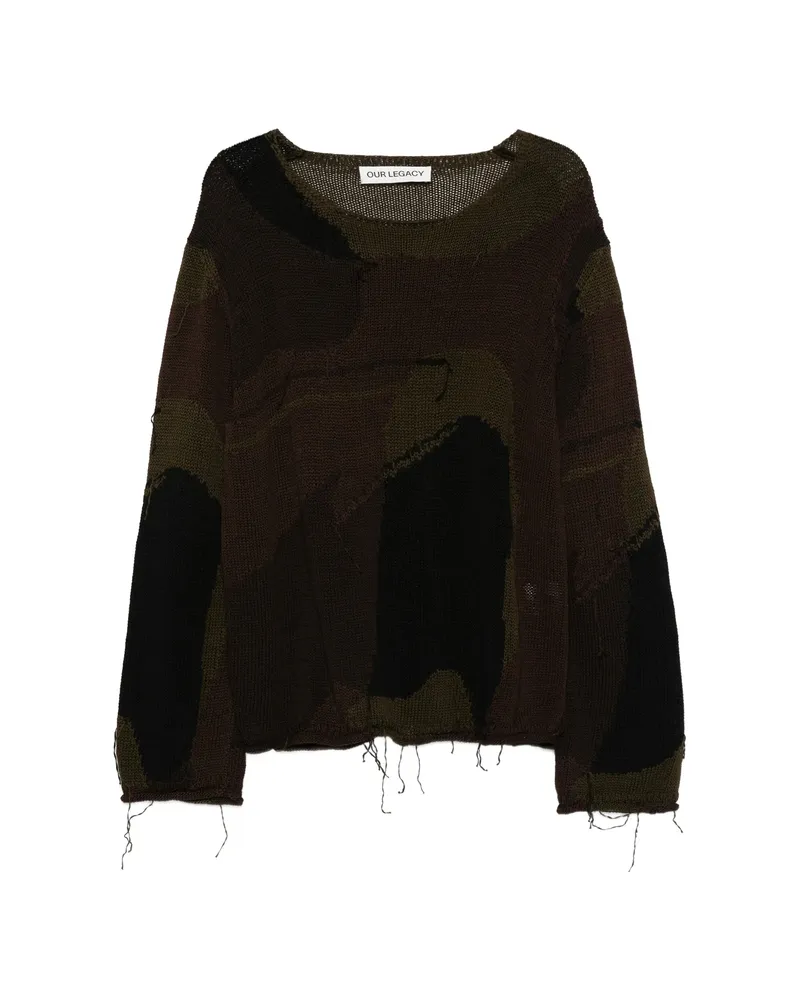 Our Legacy Rigid Popover Camouflage Knitted Sweater Brown