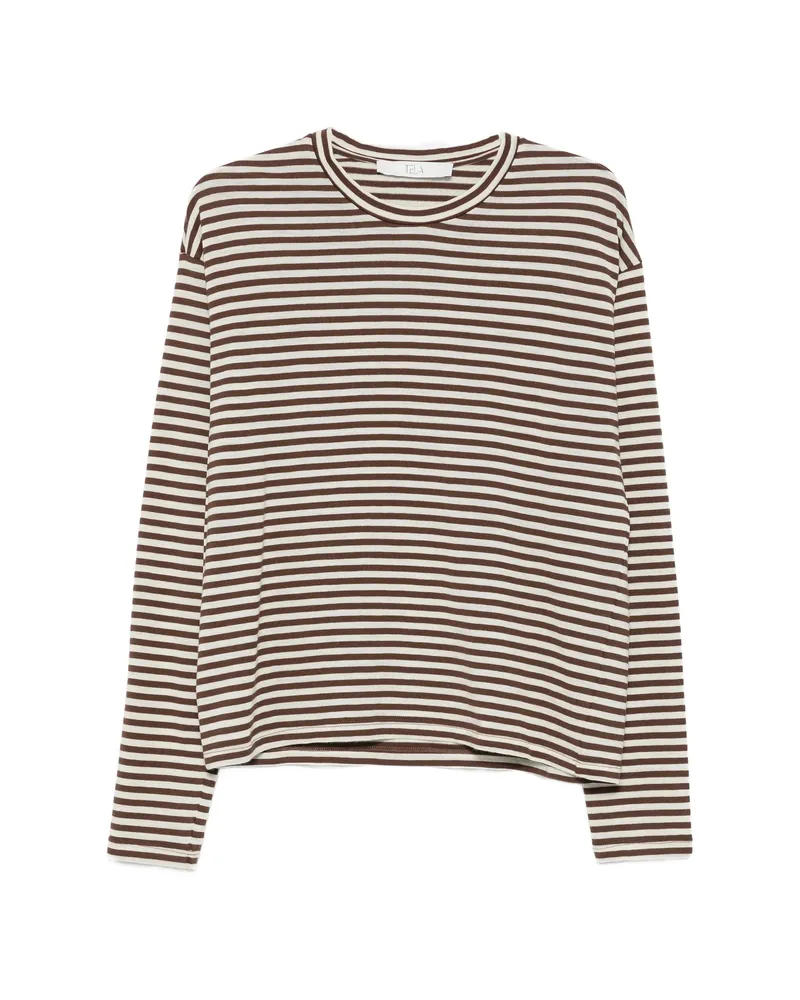 TELA Striped Long-sleeve T-shirt Brown