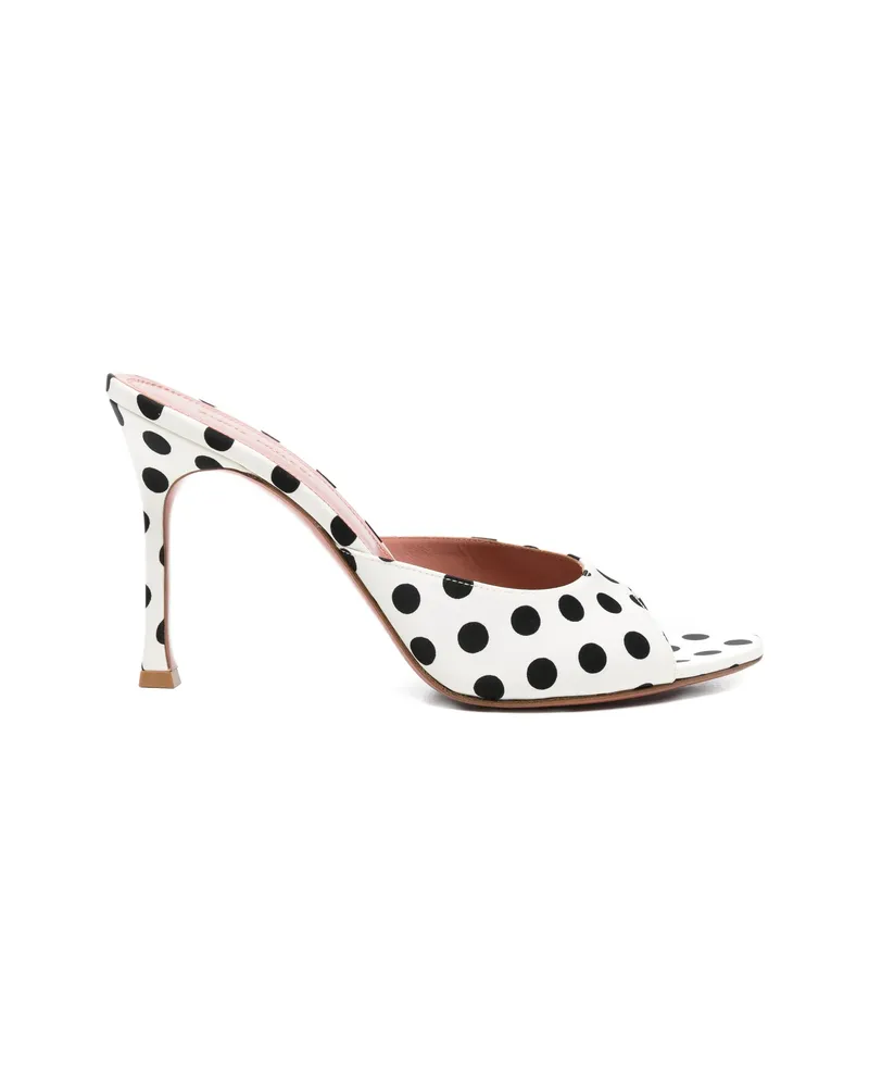 Amina Muaddi Alexa Polka Dot Sandals White