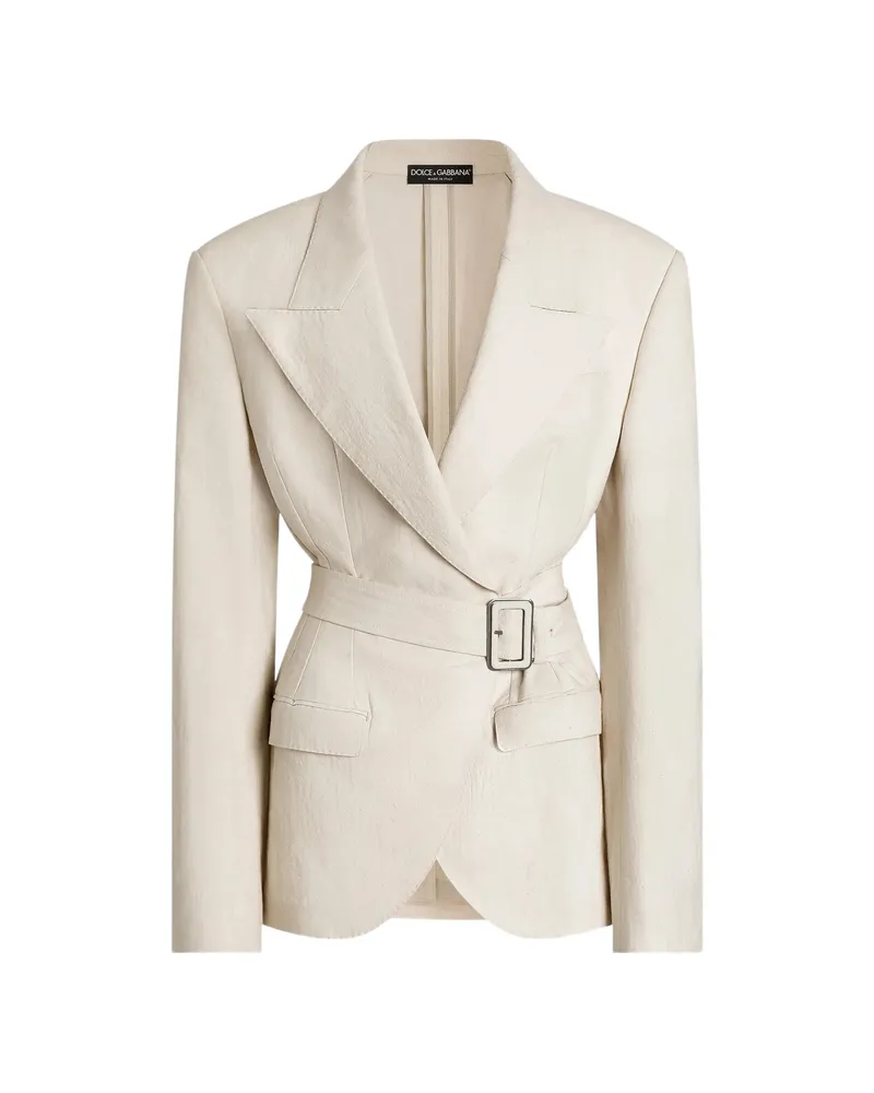 Dolce & Gabbana Single-breast Belted Jacket Neutrals